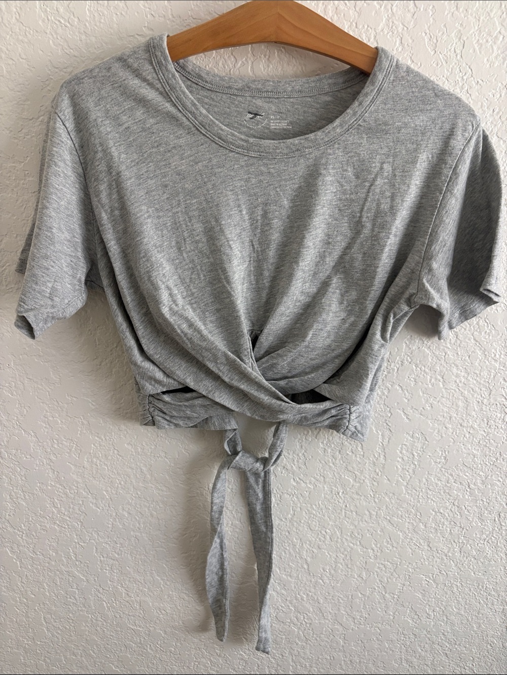 aerie Light Grey Tie-Front Crop Tee